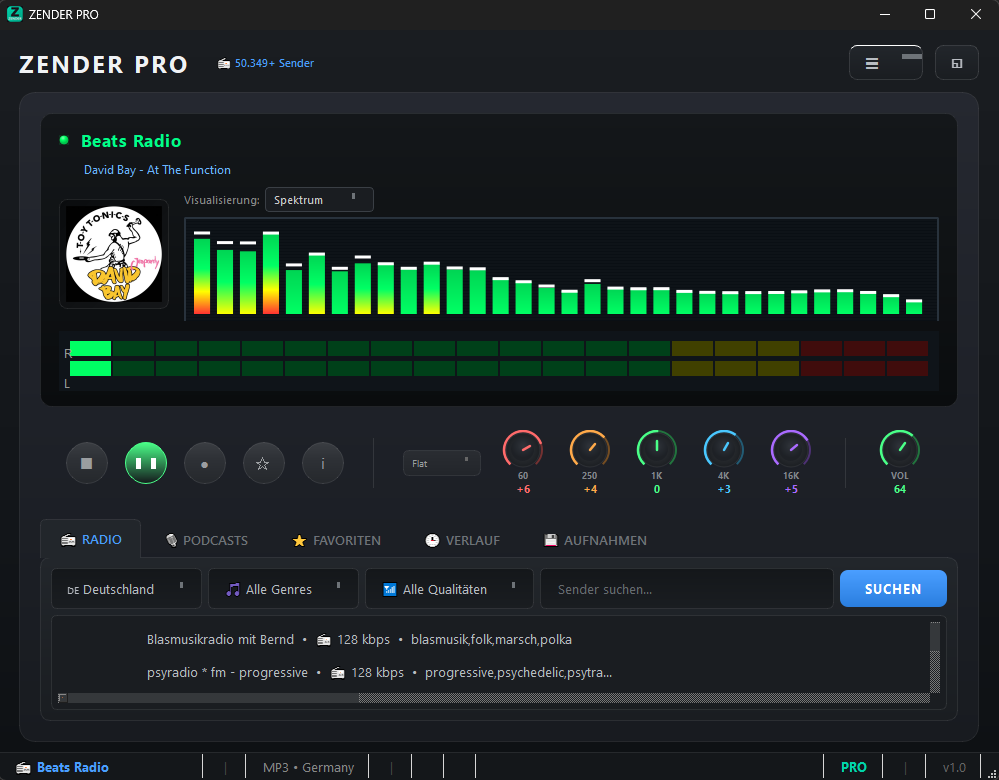 ZENDER Internetradio App Screenshot