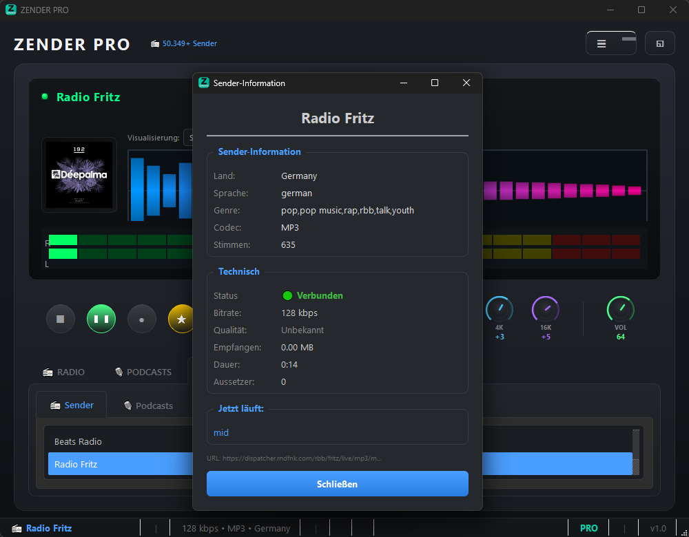 ZENDER Sender-Informationen